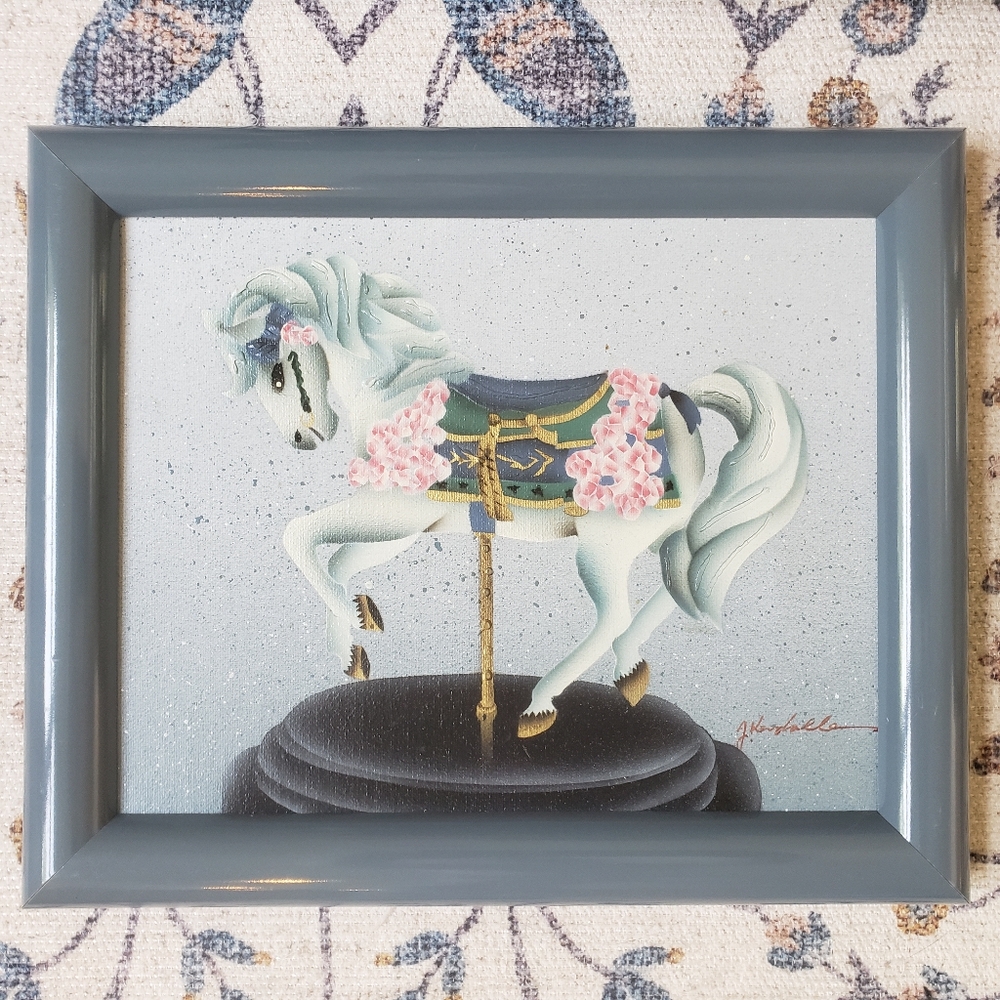 Original Art on Canvas - Periwinkle Carousel Horse